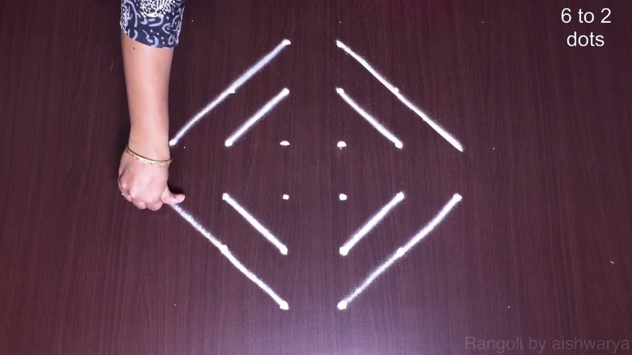 Beginners Step Simple 6x2x2 Lines Kolam