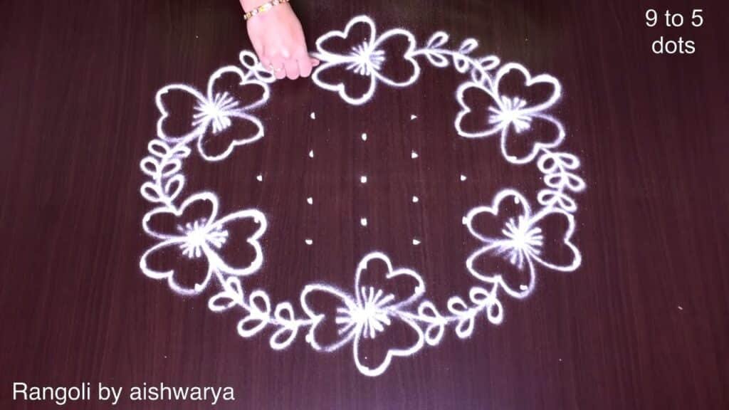 9×5 dots interlaced rangoli