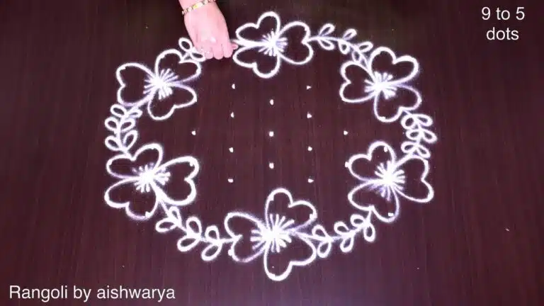 9×5 dots interlaced rangoli