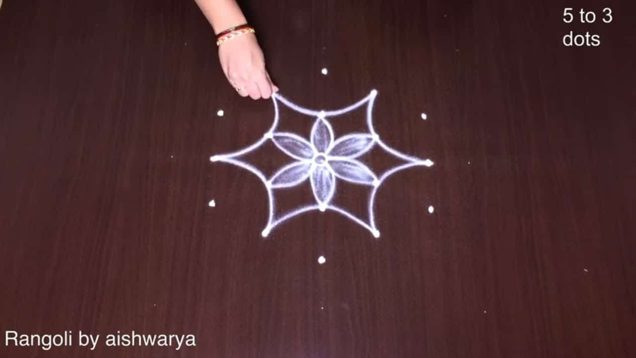 Best Kolam With Middle Dots 5 to 3