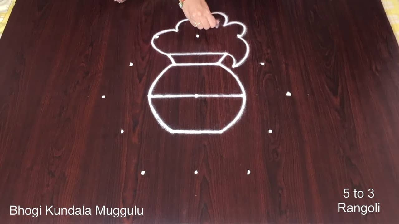 Bhogi Kundala Muggulu 5 to 3 Dots