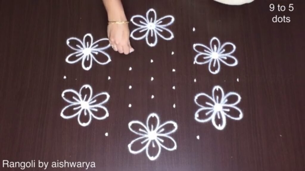 9×5 dots flower kolam