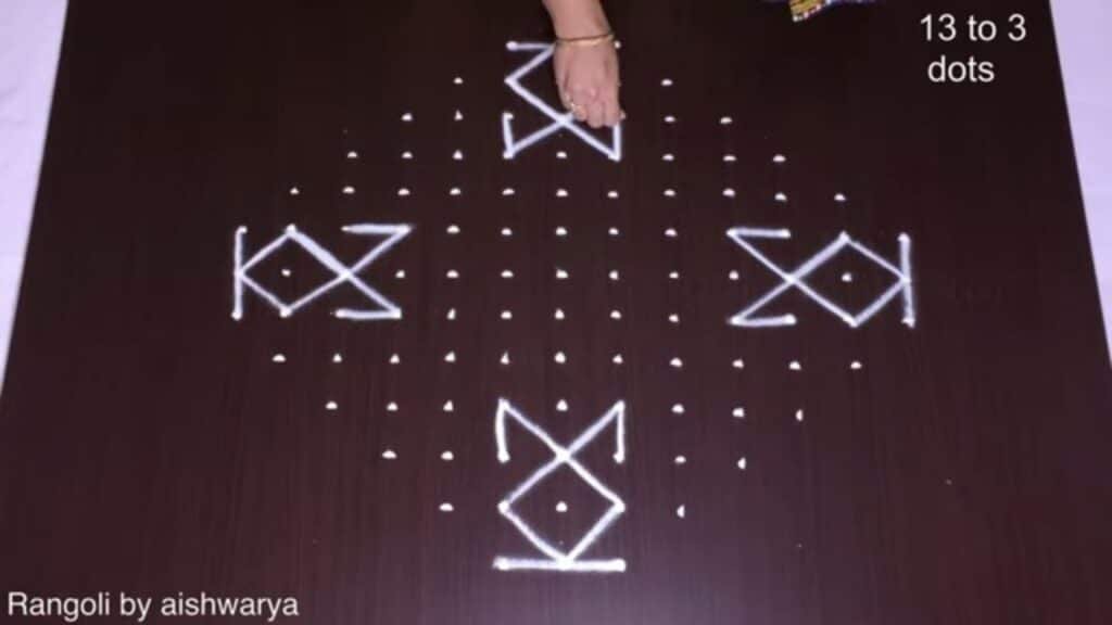 13-to-3 dot Diwali rangoli