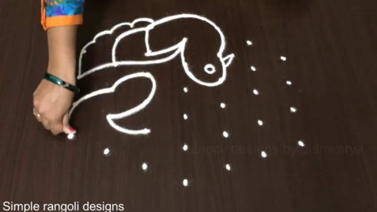 Birds Rangoli Designs 7×4 Dots