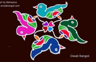 Birds Rangoli Designs With Colours