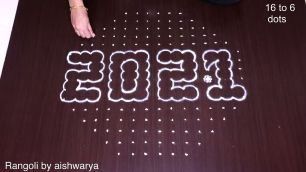 16×6 dots butterfly kolam