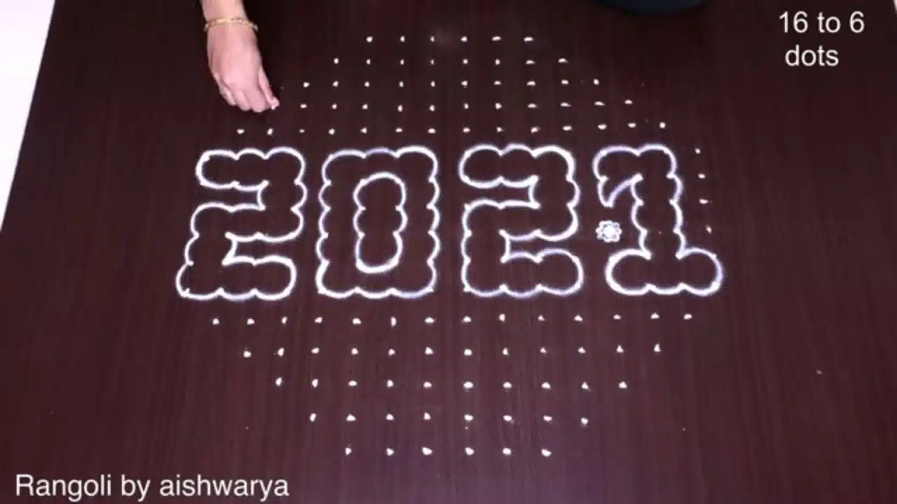 16×6 dots butterfly kolam