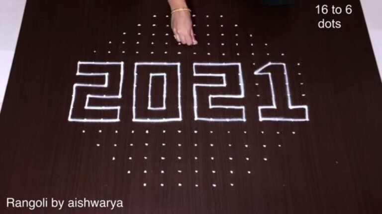16×6 dots butterfly rangoli
