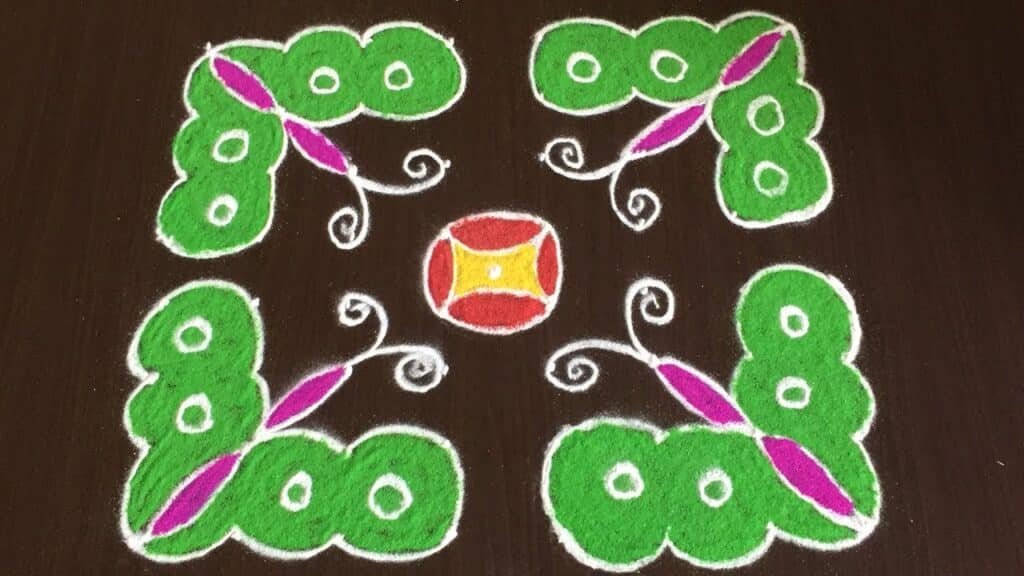 8-to-8 dot butterfly rangoli