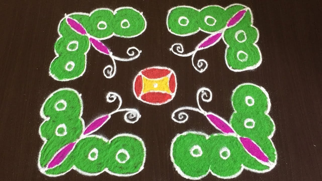 Butterfly Rangoli Designs With 8 to 8