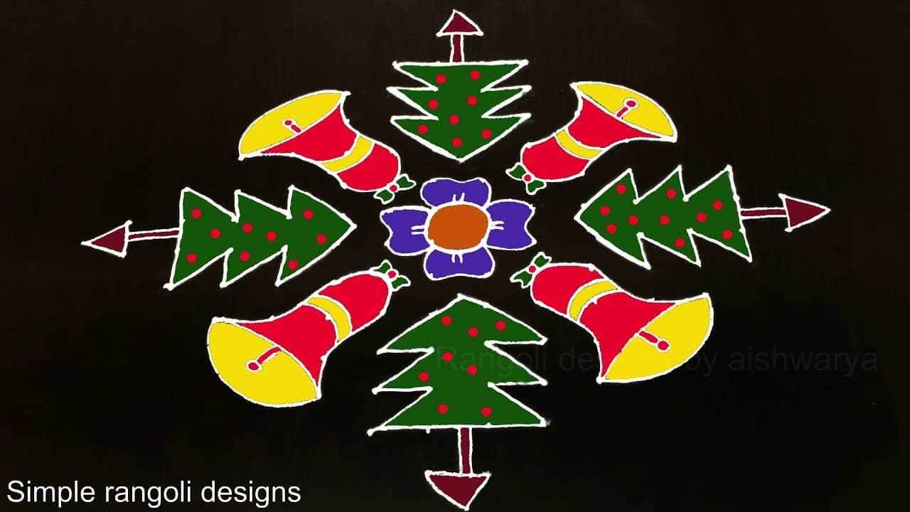 Christmas Special Muggulu Designs With Colours