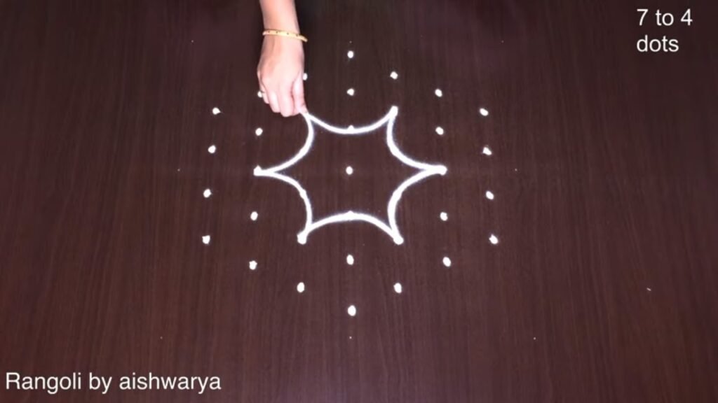 7 dots chukki flower rangoli