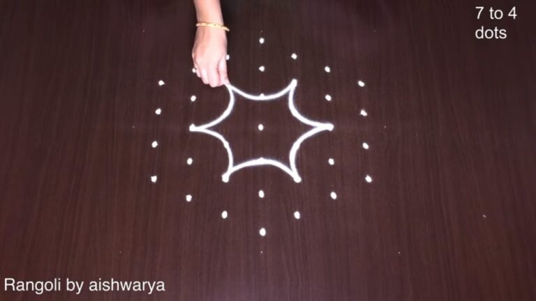 7 dots chukki flower rangoli