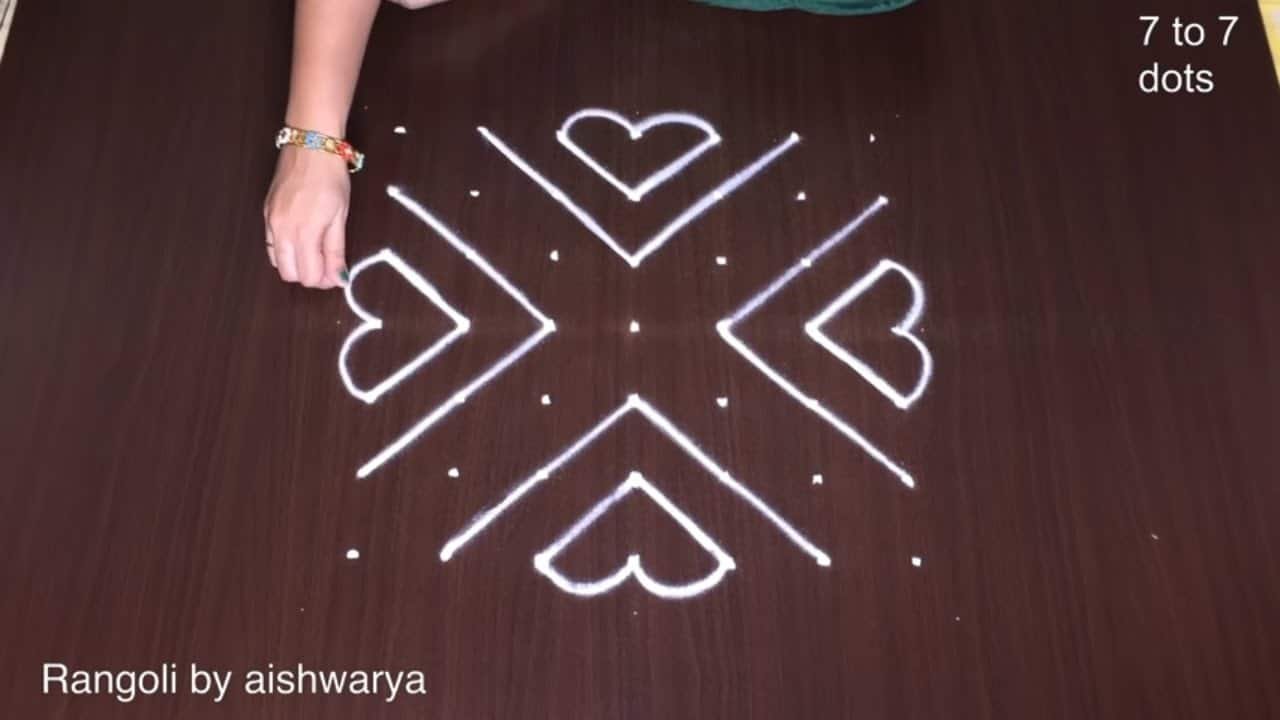 Chukki Rangoli 7×7 Dots Dussehra