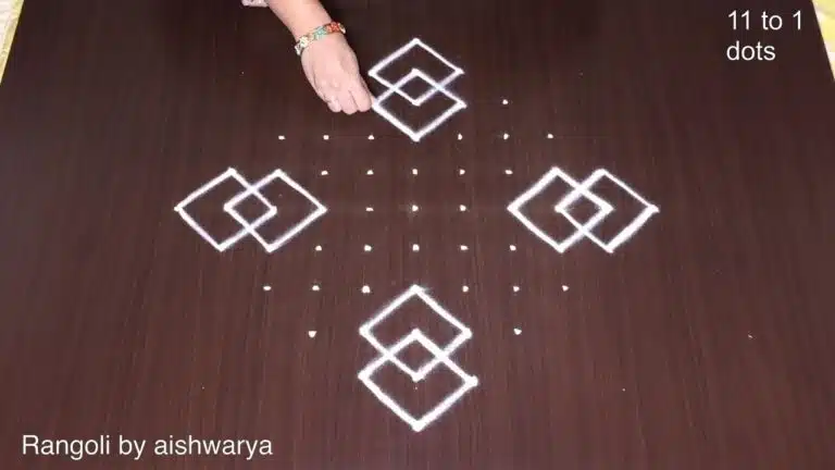 11×1 dots chukki rangoli