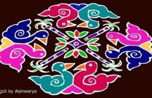 Colours Muggulu With 15 by 5 Dots