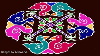 Colours Muggulu With 15 by 5 Dots