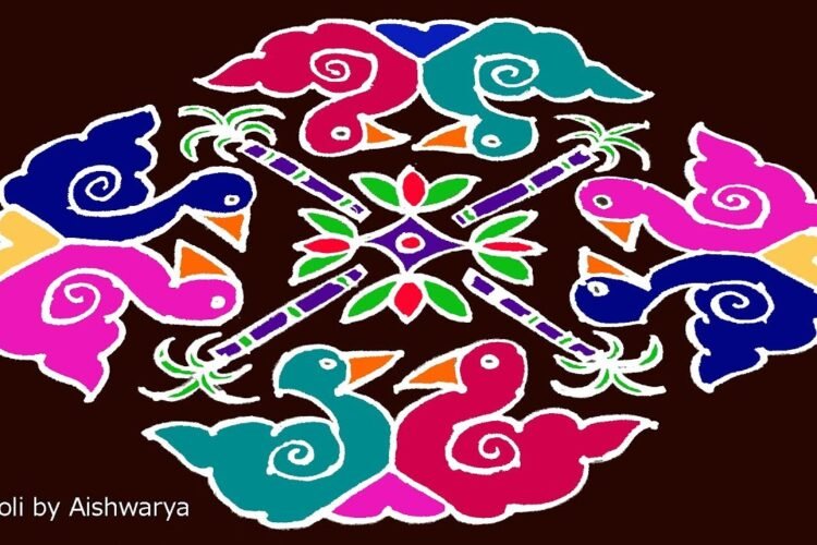 Colours Muggulu With 15 by 5 Dots