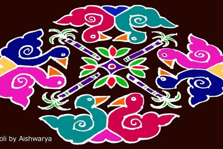 Colours Muggulu With 15 by 5 Dots