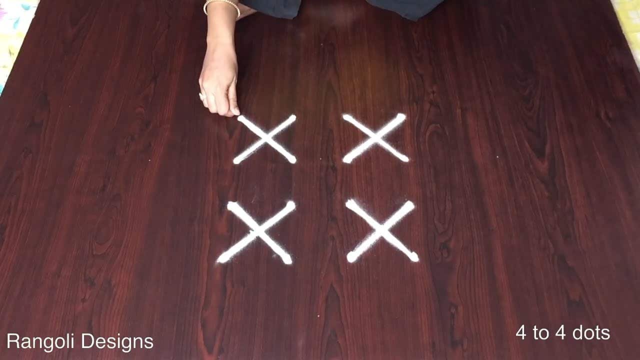 Creative 4 Dots Rangoli Designs