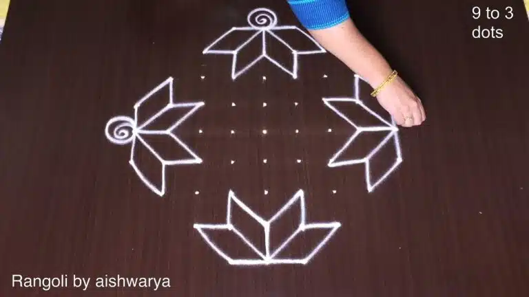 9 dots flower rangoli