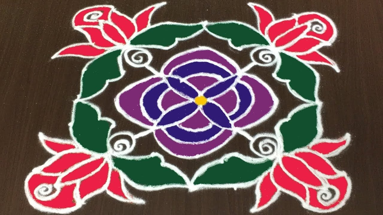 Creative Rose Flower Rangoli