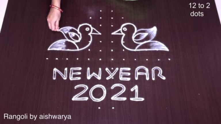 New Year birds rangoli