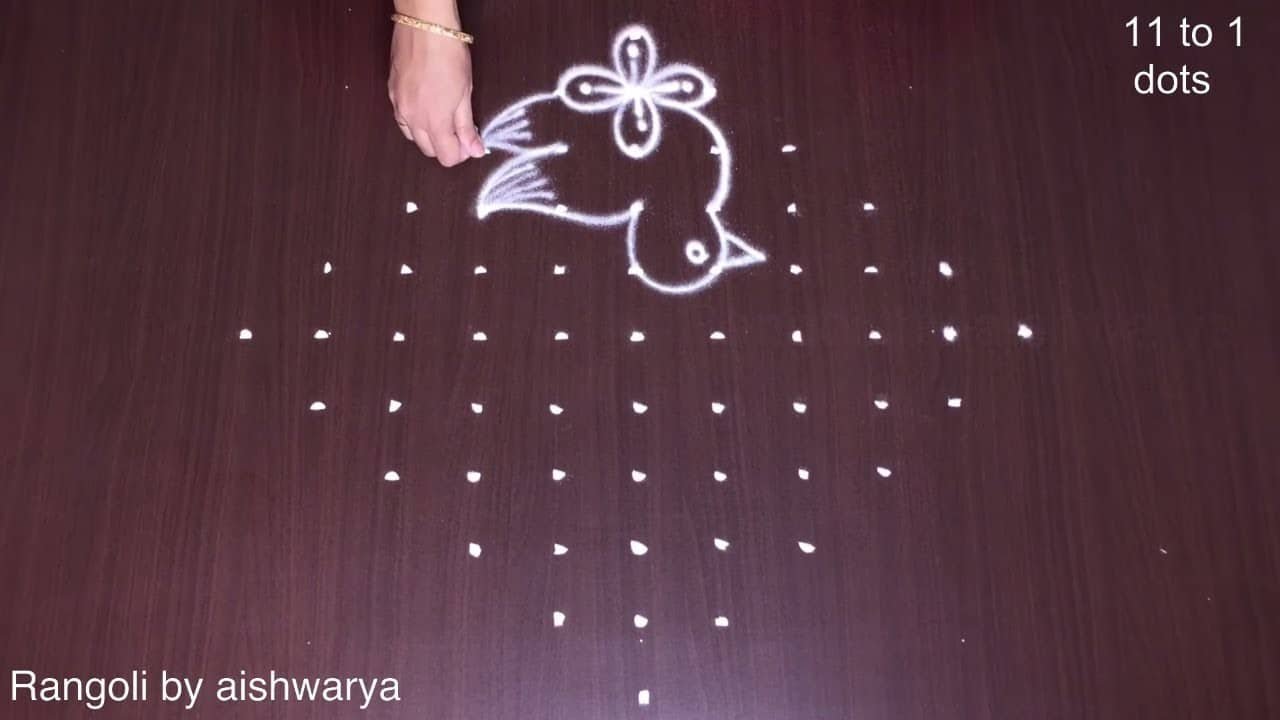 Cute Pretty Four Birds Rangoli