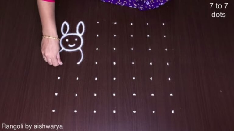 Cute Pretty Four Rabbits Kolam