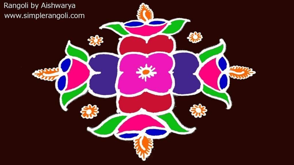 9 dots diya rangoli