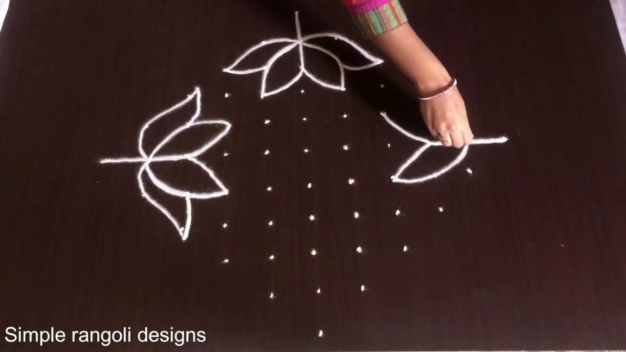 Daily Flower Rangoli Design With 11 Dots