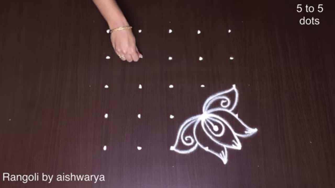 Daily Rangoli Kolam With 5×5 Dots