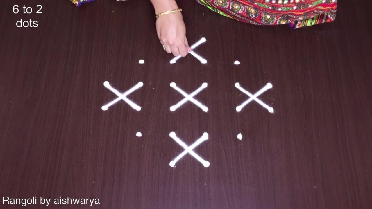 Daily Simple Small Rangoli 6x2x2dots Kolam