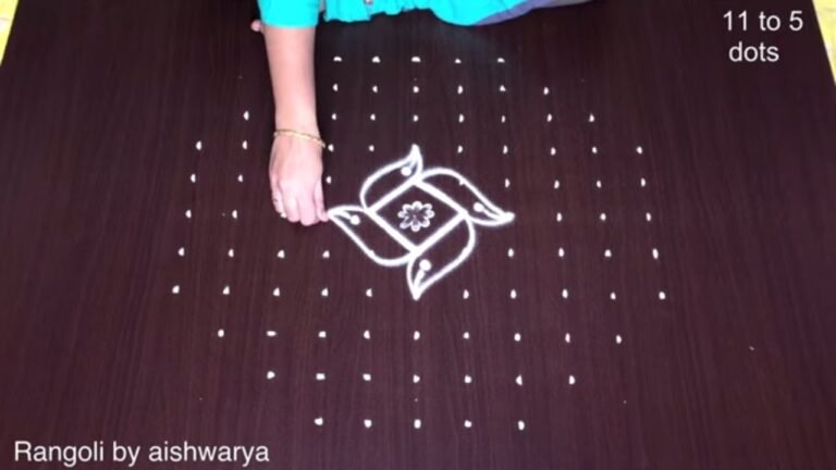 11×5 dots deepam kolam
