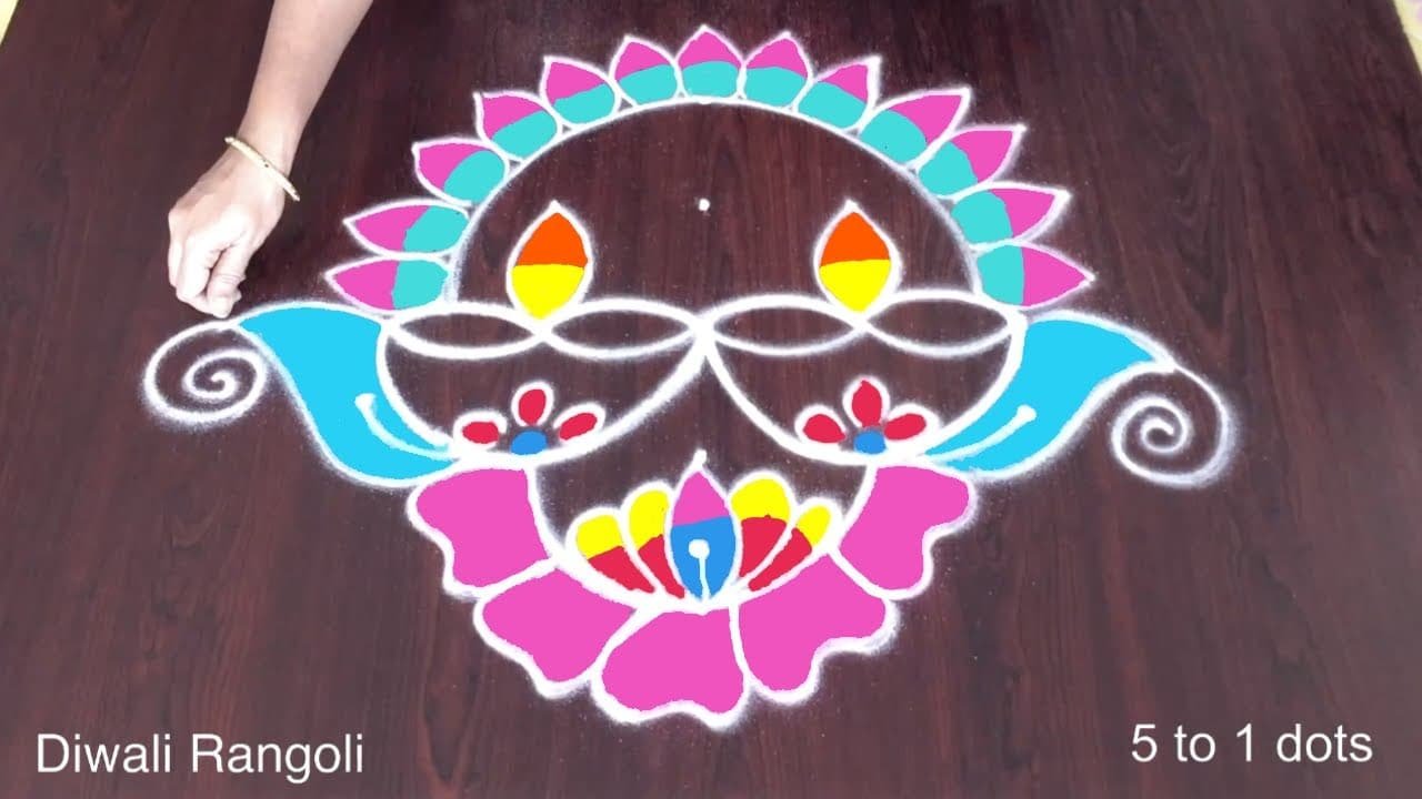 Deepavali Muggulu 5 to 1 Dots