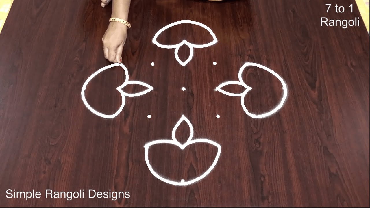 Deepavali Rangoli With 7×1 Dots