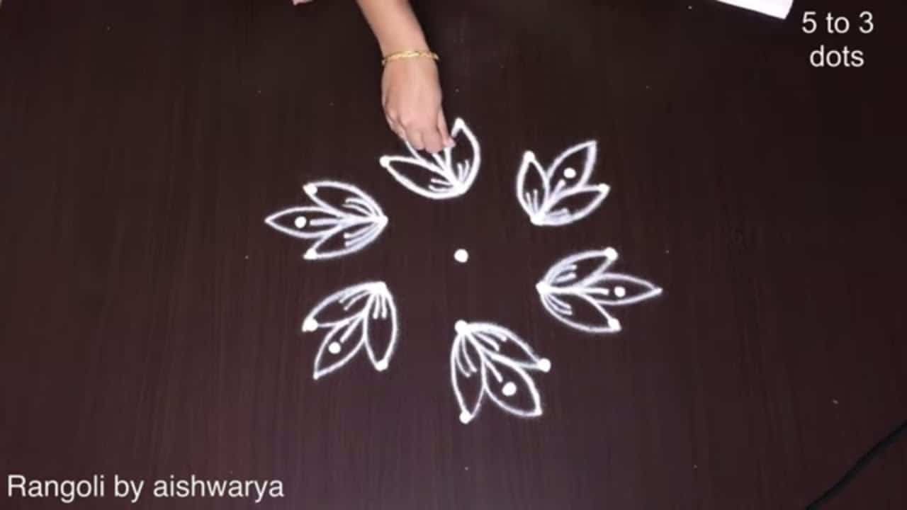 Designer Kolam Designs 5 3 Middle Dots