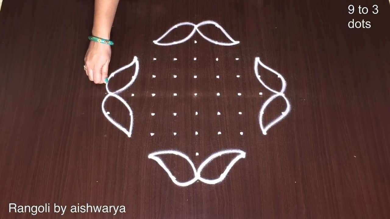 Dhanurmasam Muggulu Easy 9×3 Dots