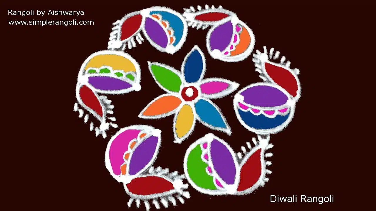 5-to-3 dot Diwali chukki rangoli