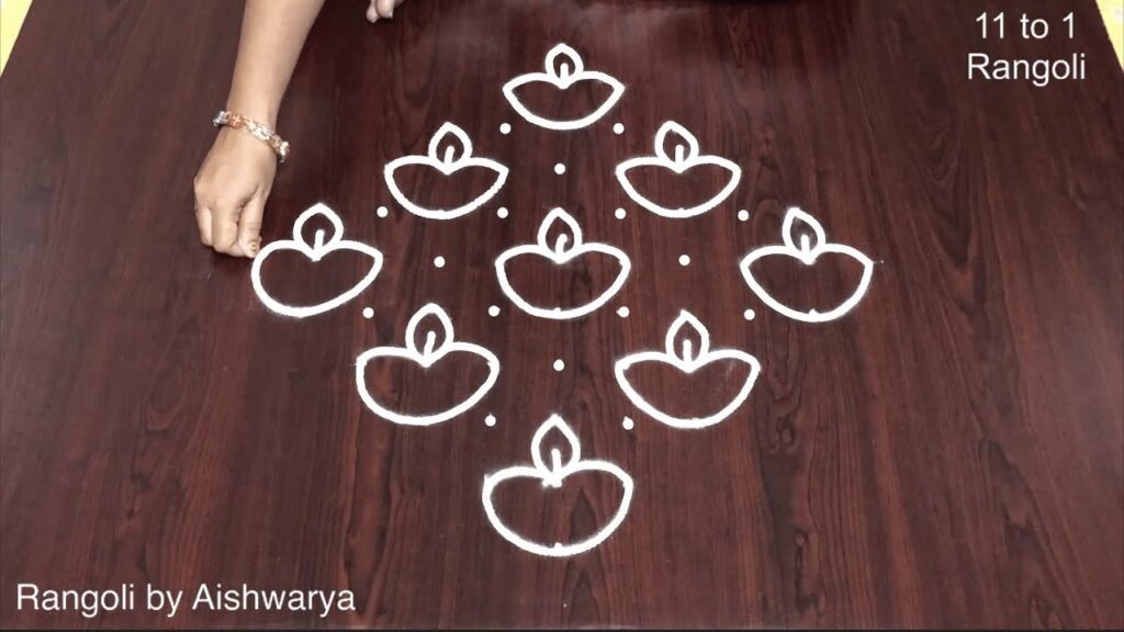 Diwali kolam with 11 dots