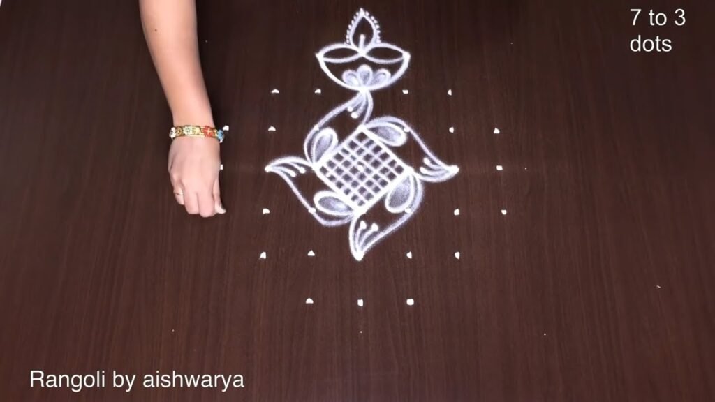 dotted diya rangoli