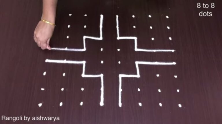 8×8 dots diya rangoli