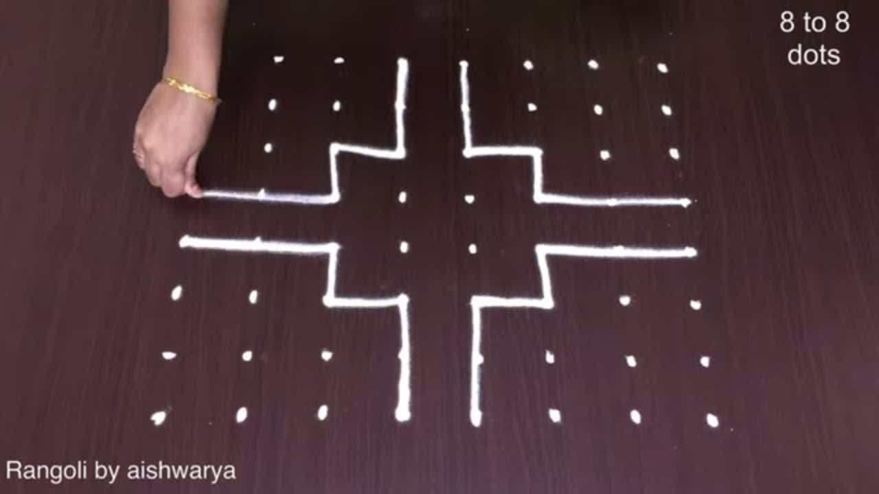 Diya Rangoli 8×8 Dots for Beginners