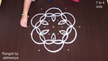 Diya Rangoli With 7-4 Dots