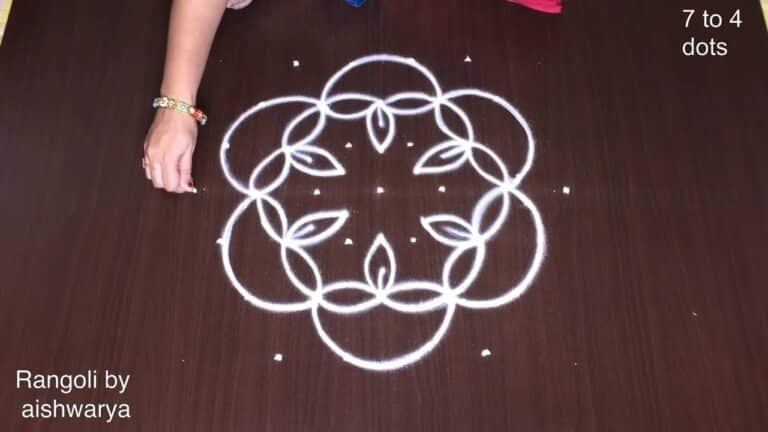 7×4 dots diya rangoli