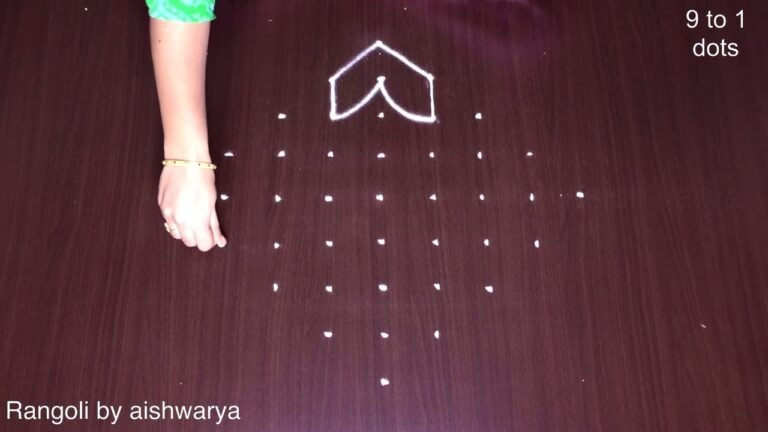 9×1 dots kolam for learners