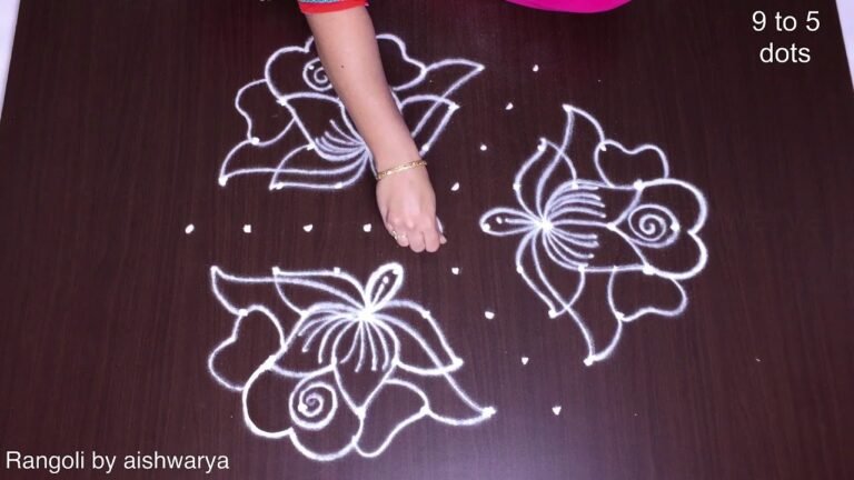draw this rose flowers rangoli 9300