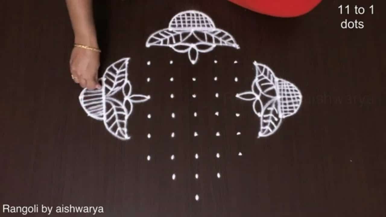 Easy 4 Diyas Rangoli Designs