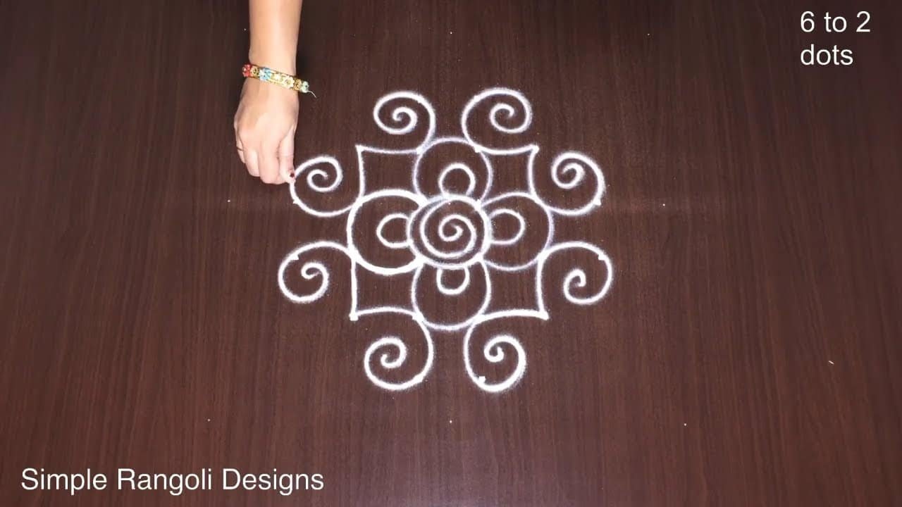 Easy Apartment Kolam 6×2 Daily Muggulu