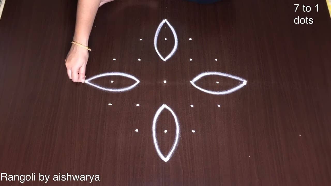 Easy Attractive Dot Rangoli 7×1